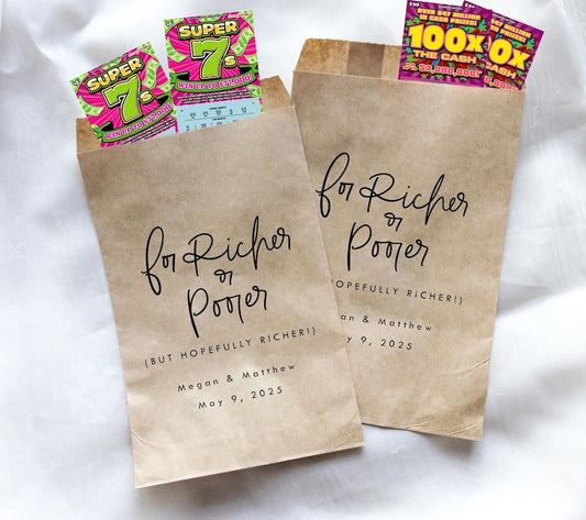 For Richer or Poorer Favor Bags || Wedding Scratchers Favor, Wedding Lottery Ticket Favor Bag