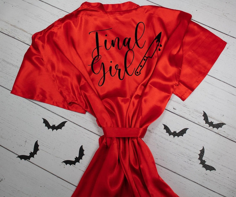 Final Girl Slasher Robe, Halloween Wedding, Gothic Bride Robe, Getting Ready Robe, Plus Size Robe, Customized Robe