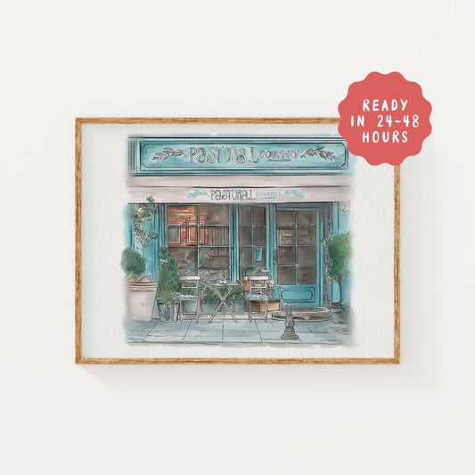 First Date Venue Watercolor Portrait | Custom Couple Watercolor Venue Drawing | Venue Keepsake Art | Couple Valentines Gift Portrait