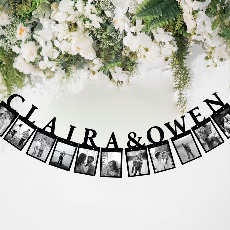 First Name Photo Banner / Bachelorette Party Decorations / Bridal Shower Decor