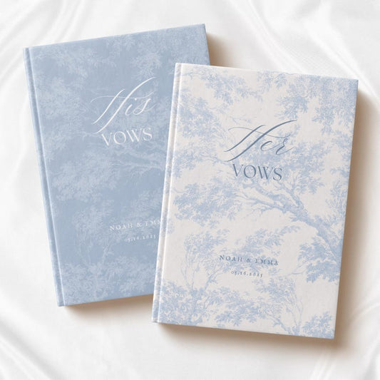 French Toile De Jouy Vow Books Custom His And Her Vow Books Elegant Wedding Keepsake Personalized Romantic Wedding Ceremony Gift