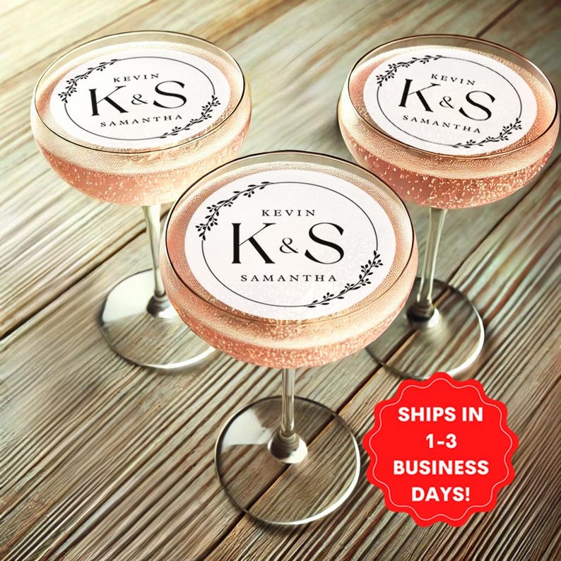 Edible wedding drink toppers, Cocktail decor for wedding, Monogram cocktail toppers, Personalized wedding decor, Signature drink wedding