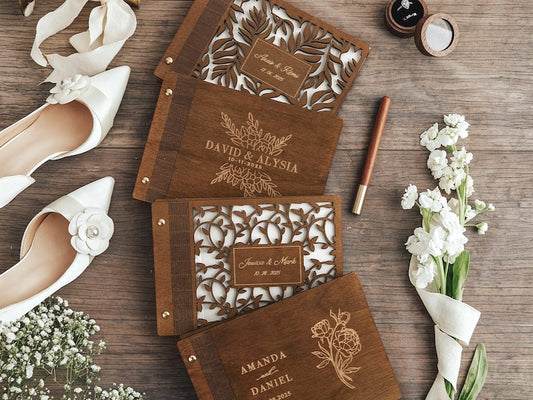 Personalized Wooden Guest Book  Custom Wedding Photo Album, Keepsake for Couples & Wedding Gifts