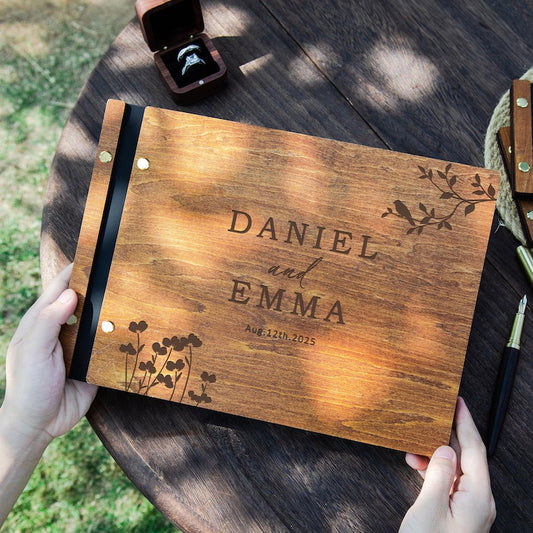 Personalized Wooden Wedding Guest Book, Custom Sign Book for Reception, Photobooth Guestbook, Photo Wedding Album, Wooden Wedding Keepsake