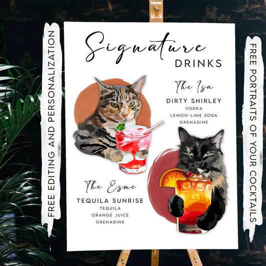 Pet Signature Cocktail Sign: Custom Wedding Drinks (Digital)