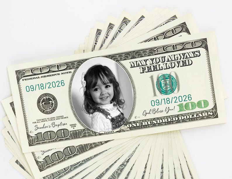 100 Dollar Bill Template/Bulk Dollar Bill/Your Face on Money/Custom Game Party Play Money/Picture on Dollar/Party Favor/Hundred Dollar Bucks