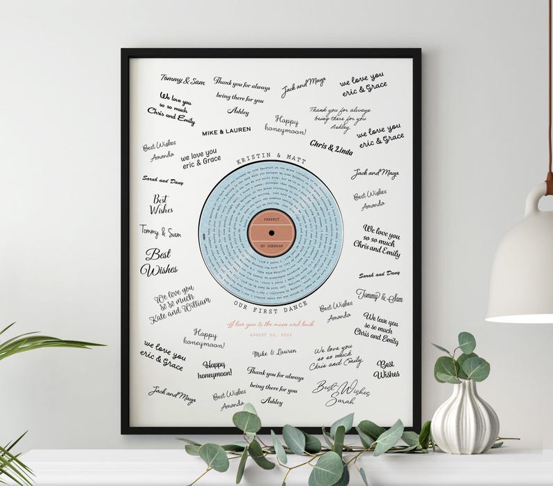 First Dance Song Lyrics Guest Book,Personalized Vinyl Record Wedding Sign,Custom Guestbook Alternative,Unique custom Gift for Bride & Groom