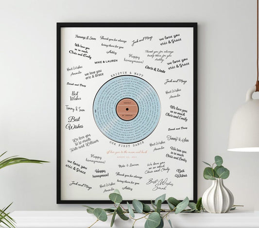 First Dance Song Lyrics Guest Book,Personalized Vinyl Record Wedding Sign,Custom Guestbook Alternative,Unique custom Gift for Bride & Groom