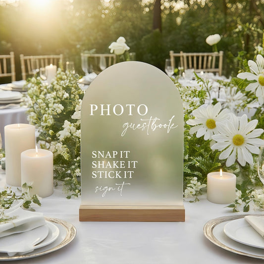 Arch Guest Book Sign, Photo Guestbook Sign, Polaroid Wedding Sign, Guestbook Acrylic Sign, Snap It Shake It Sign It