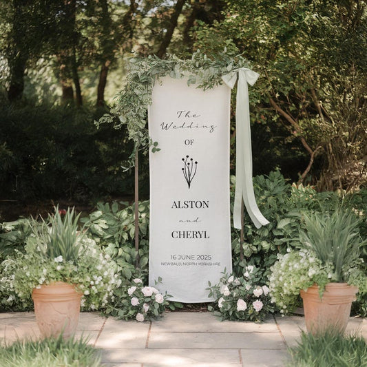 Fabric Wedding Welcome Sign | Wedding Fabric Sign | Outdoor Wedding Banner | Custom Fabric Sign | Boho Wedding Decor | Engagement Party Sign