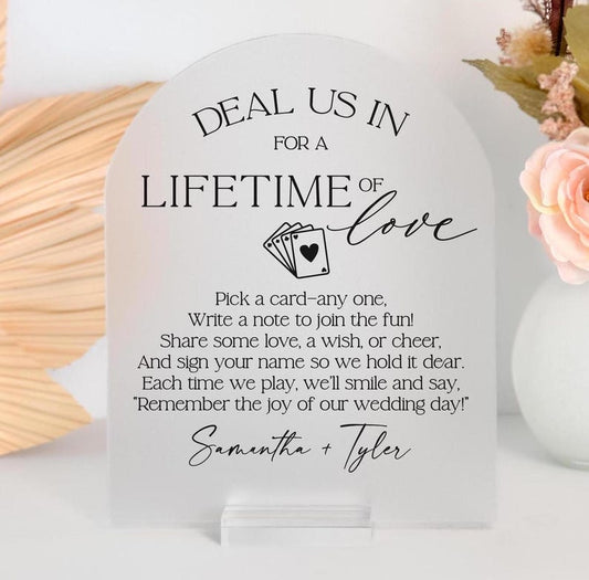 Deal us in, Wedding Card Game, Playing Cards, Please Sign Our Guestbook, Arch Acrylic Signage Print and Cut Single Designs STC