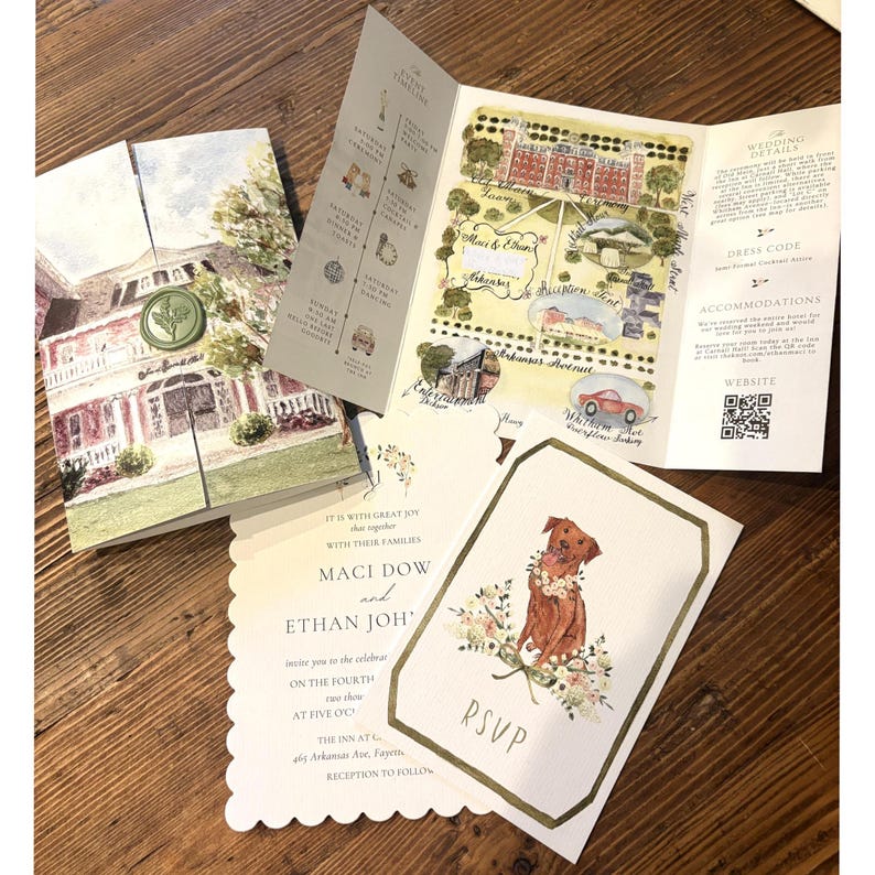 Hand Drawn Watercolor Wedding Venue Map: Custom Digital Illustration