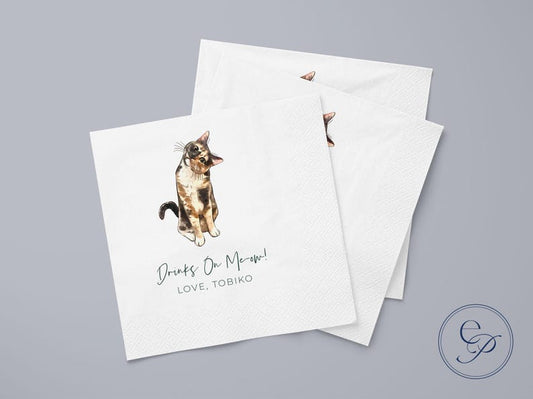 Full Color Personalized Pet Wedding Cocktail Napkins | Custom Dog & Cat Wedding Napkins, Wedding Decor, Pet Favors