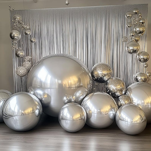 Giant Metallic Orb Sphere Party Balloon for Wedding Decor, Bachelorette Party, Photo Backdrop, Engagement or Birthday Celebration