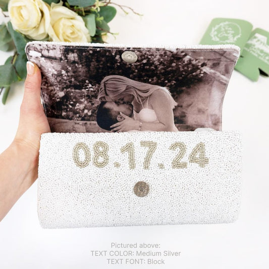 Personalized Beaded Clutch Bag Gifts, Custom Beaded Bridal Clutch Purse, Seed Bead Wedding Clutch Bag, Custom Bridal Clutch Purse Gift - FOG