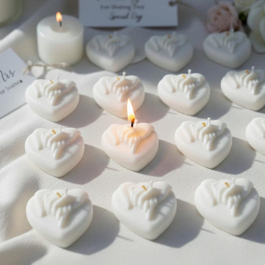 Heart Candle Wedding Favors For Guests, Elegant Soy Wax Guest Gift, Personalized Bridal Shower Gift, Party Favors Minimalist Wedding Decor