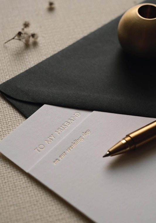 TO MY GROOM On Our Wedding Day Foil Pressed Card 100% Cotton