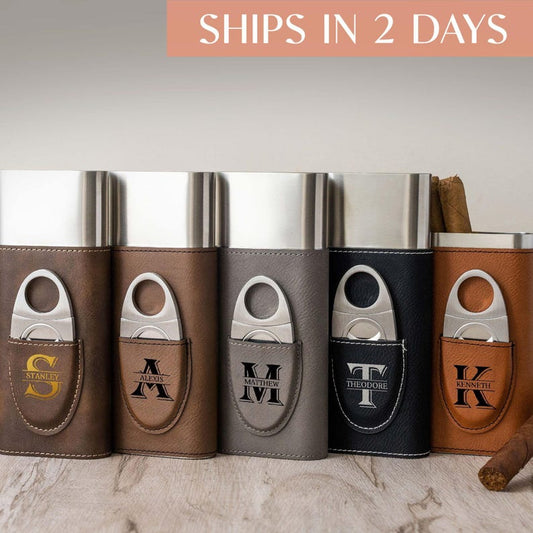 Engraved Cigar Case, Personalized Groomsmen Gifts, Christmas Gift for Him, Custom Cigar Holder, Cigar Travel Case, Leather Cigar Holder