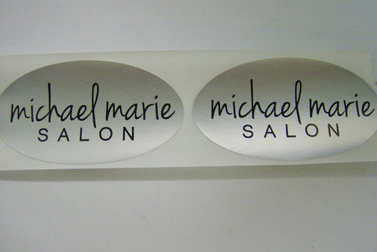 500 Custom Printed Stickers, Gold or Silver Labels, Oval 3" x 1-5/8", on a roll