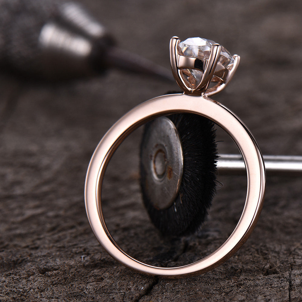 Forever One Moissanite Engagement ring Oval Rose Gold 6x8mm Moissanite Solitaire Ring 1.5 carat near-colorness gemstone Solid 14K/18K