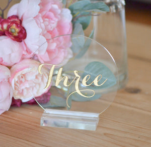 Acrylic 5" Round Table Number With Stand Options - TN9