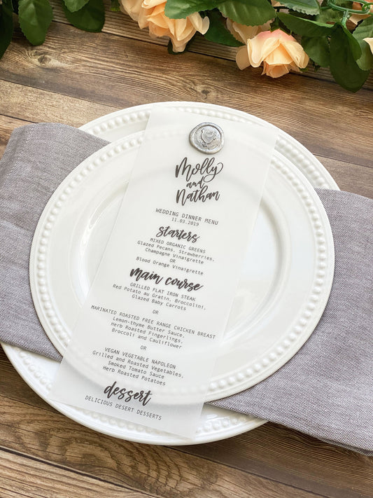 Vellum Wedding Menu | Vellum ...