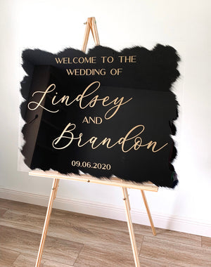 Acrylic Wedding Welcome Sign With Modern Calligraphy Names - WS21