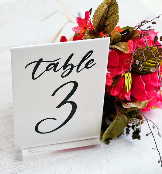 White Acrylic Table Number Si...