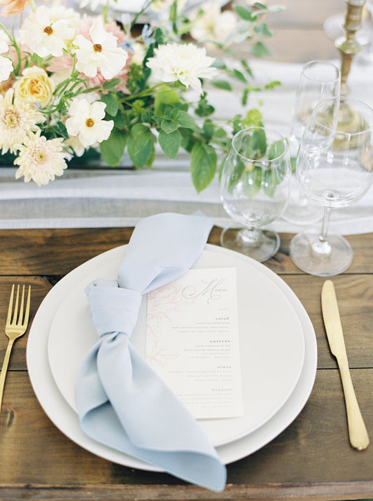 Grey, Pink & White Floral Wedding Menu with Simple Modern Calligraphy Script — Available in Other Colors!