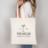 Last Name Cocktail Lounge Bachelorette Canvas Tote Bag