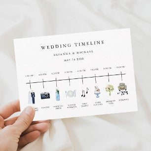 Illustrated Watercolor Wedding Day Timeline Program