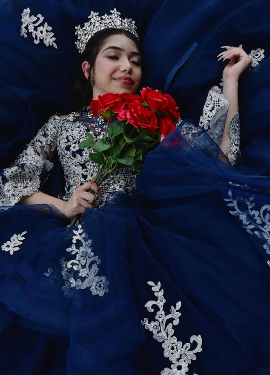 Ellee Real Quinceanera Adorned With Royal Luxe Full Crown, Swarovski Bridal Full Crown