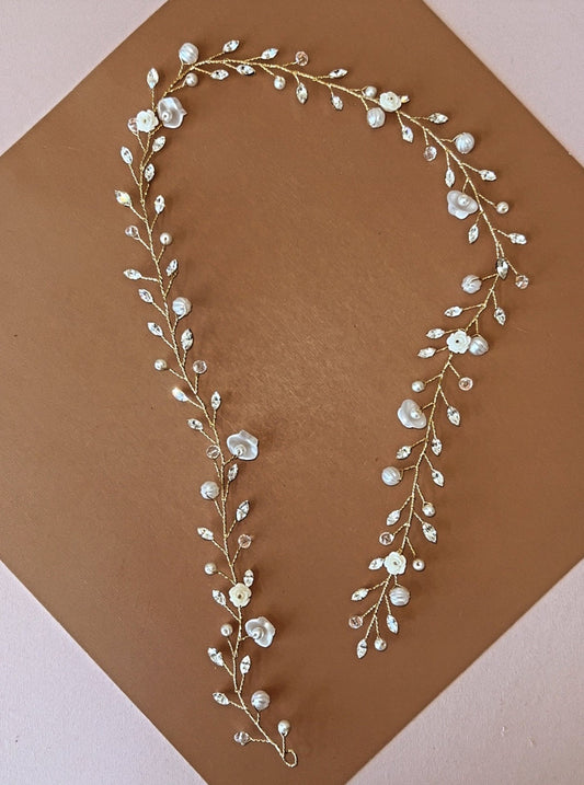 Ellee Real Quinceanera Adorned With Ivory - Swarovski Hair Vine