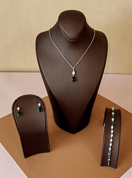 Lilit-Emerald Swarovski Jewelry Set With Necklace, Bracelet, Drop Earrings *Final Sale*