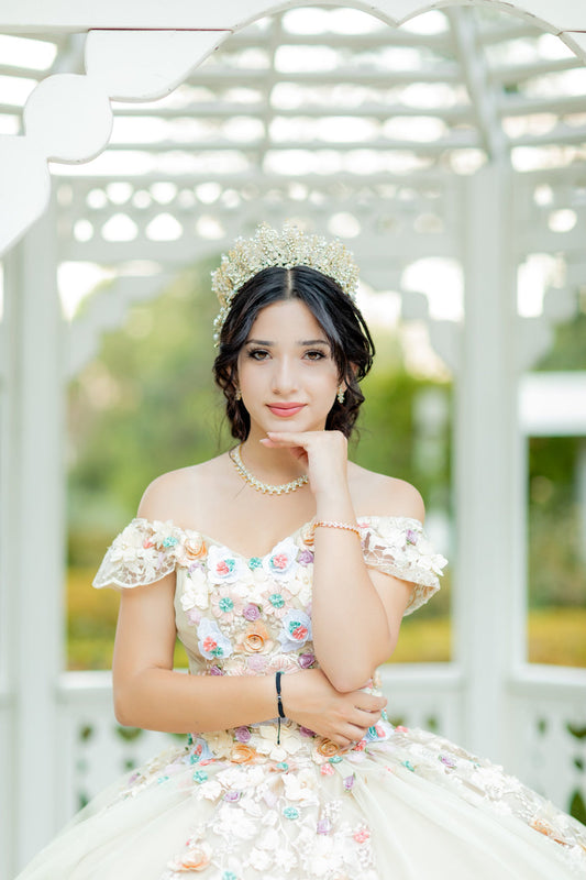 Ellee Real Quinceanera Adorned With Elisabetta Swarovski Wedding Tiara, 3D Bridal Tiara