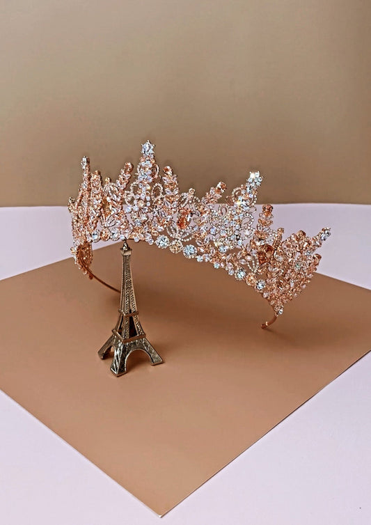 Aurora Rose Gold With Rose Gold Crystals Swarovski Bridal Crown
