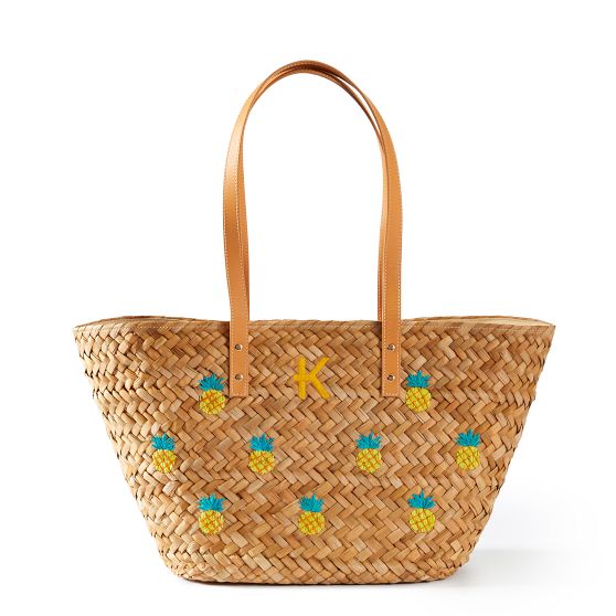 Hand Embroidered Palm Leaf Tote