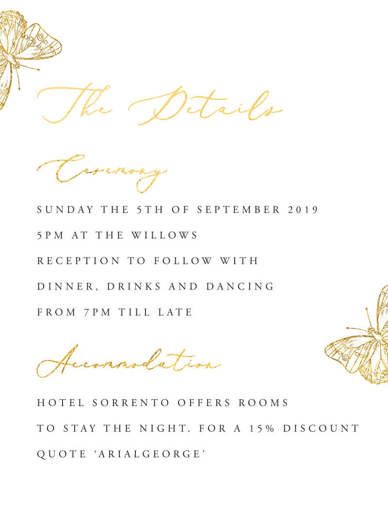 Golden Butterfly Information Card by Stella M.