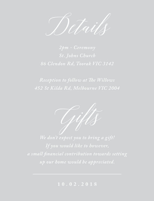 Pastel Script Information Card by Amelia S.