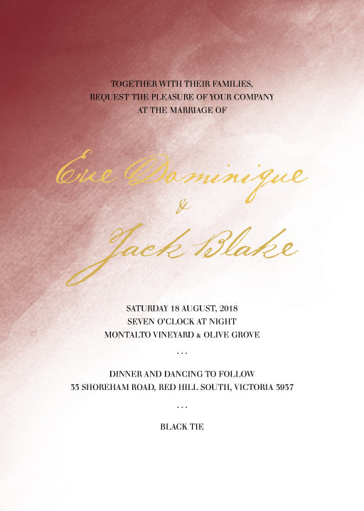 Maroon Love Wedding Invitations by Owey C.