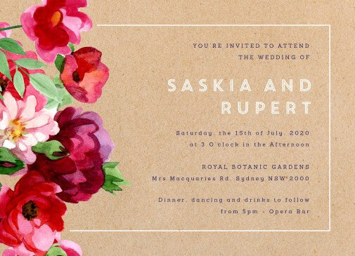 Rustic Red Flowers Wedding Invitations by Amelia S.