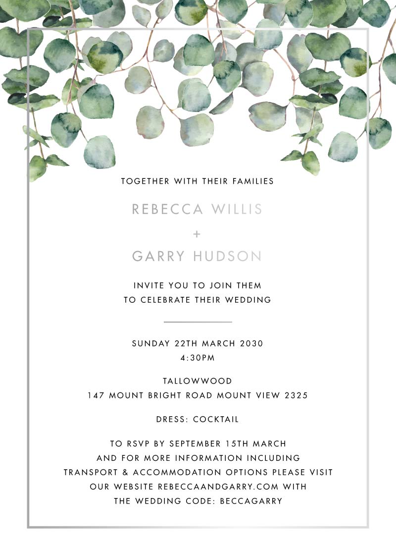 Eucalyptus Estate Wedding Invitations by Phabo R.