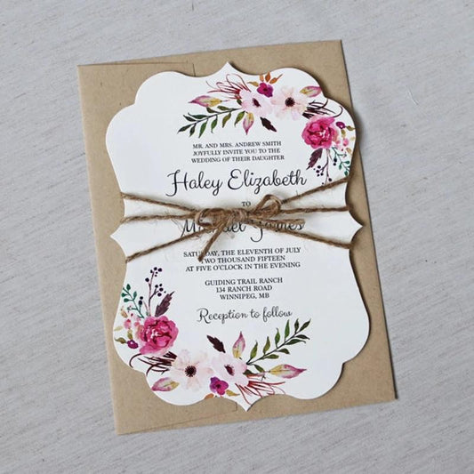 Irregularly Shaped Wedding Invitation Cards with Invitation Envelope
