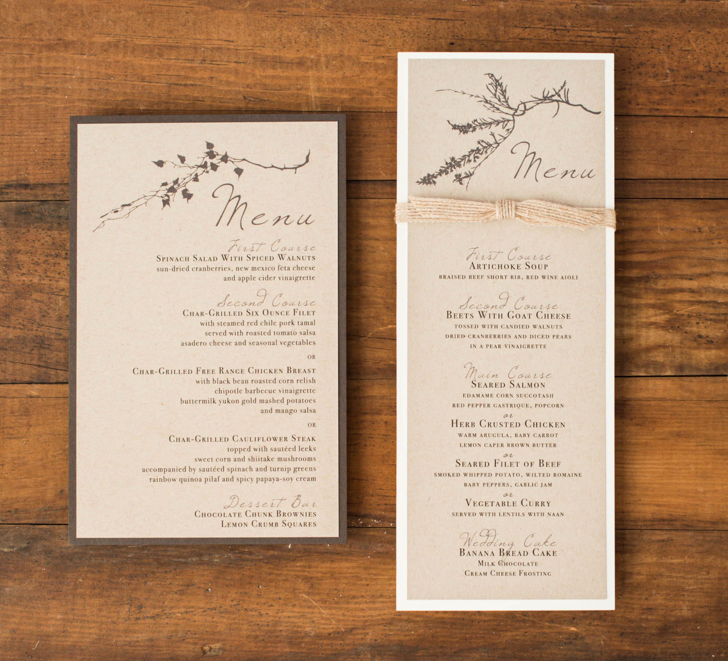Ivory Romance Flat Menu Cards