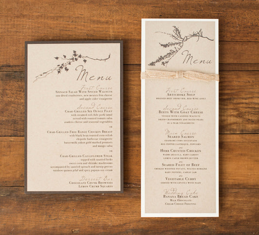 Ivory Romance Flat Menu Cards