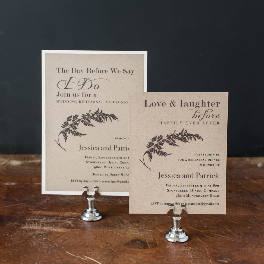 Ivory Romance Rehearsal Invitations