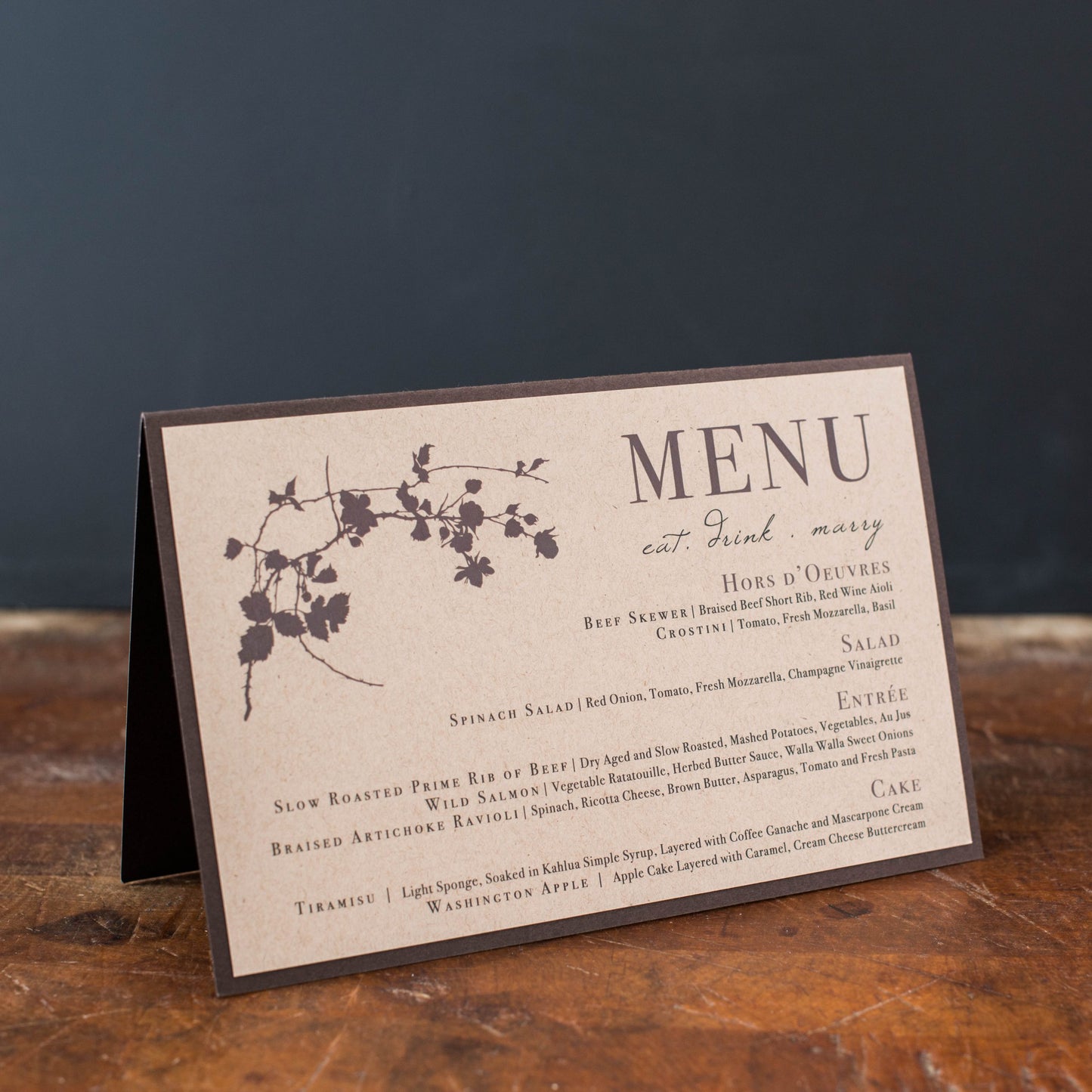 Ivory Romance Tented Menu Cards