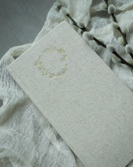 Magnolia Wreath | Taupe Linen Notebook