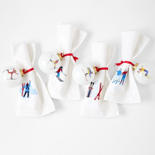 Jumping Skier Ornament Set