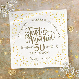 Just Married 50th Wedding Anniversary Napkins